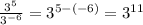 \frac{3^5}{3^{-6}} = 3^{5 - (-6)} = 3^{11}