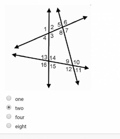 How many angles must be supplementary with angle 14? 4 lines intersect to form 16 angles. The angles