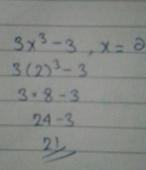 Evaluate 2x3 – 3 when x is 2.
Helpp