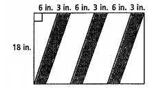 A hazard sign has 3 identical

parallelogram-shaped stripes as shown.
Charles must outline each stri