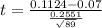 t = \frac{0.1124 - 0.07}{\frac{0.2551}{\sqrt{89}}}