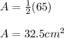 A = \frac{1}{2}(65)\\\\A = 32.5 cm^{2}