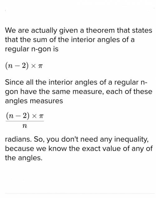 The value (in degrees) of each of the interior angles of a regular n-gon is represented by x, where