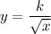 y=\dfrac{k}{\sqrt{x}}