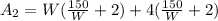 A_2 = W(\frac{150}{W} + 2) + 4(\frac{150}{W} + 2)