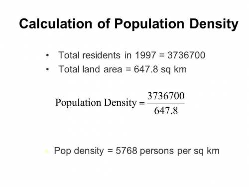 Population density is calculated by

a. dividing the number of organisms in a region by the land are