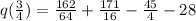 q(\frac{3}{4}) = \frac{162}{64} + \frac{171}{16} - \frac{45}{4} - 28