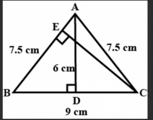 ∆ ABC is isosceles with AB= AC= 7.5cm and BC= 0 cm .the height AD from A to BC, is 6cm . find the ar