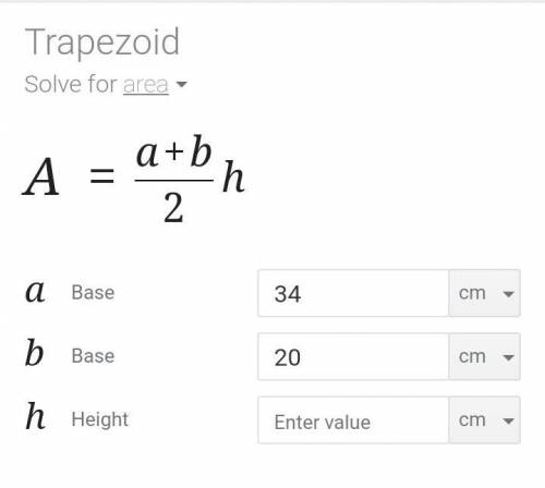 Find the area of a trapezium whose parallel sides are 34cm,20cm and the other sides are 13cm and 15c