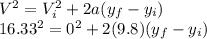 V^2=V^2_i+2a(y_f-y_i)\\16.33^2=0^2+2(9.8)(y_f-y_i)