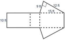 Use a net to find the surface area of the right triangular prism shown below: a. 104 square feet