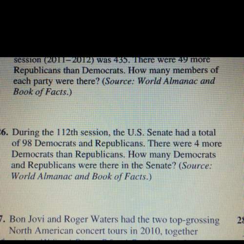 Senate had a total of 98 democrats and republicans. there were 4 more democrats then republicans. ho