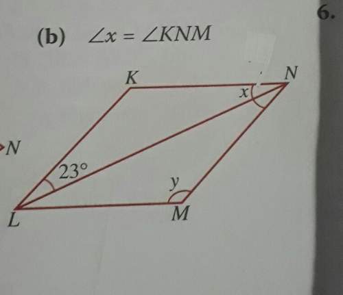Find the unknowm values or angles x and y in each rhombus klmn.