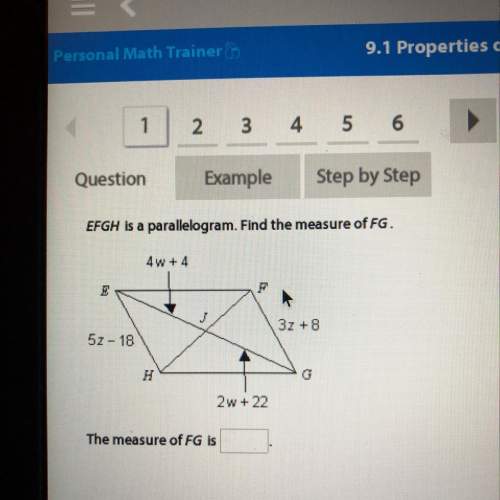 Efgh is a parallelogram. find the measure of fg.