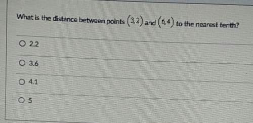 What is the distance between points (3,2) and (6,4) to the nearest tenth?