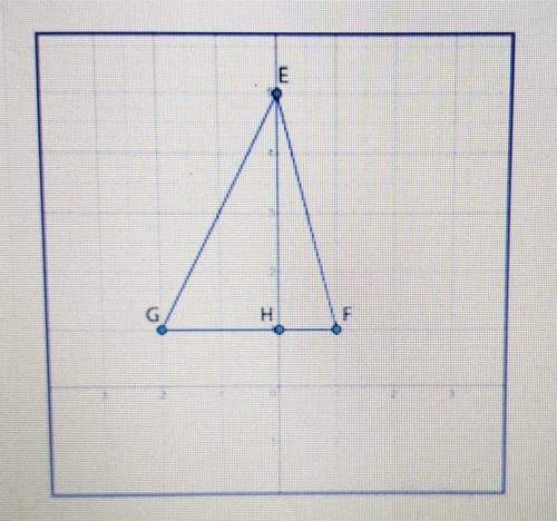 Triangle efg is dilated by a scale factor of 2 centered at (0, 2) to create triangle e'f'g. which st