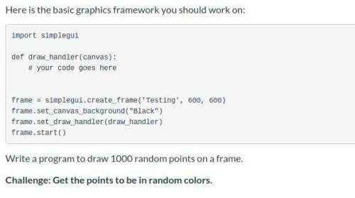How to write a program to draw 1000 random points on a frame in python language for coding?