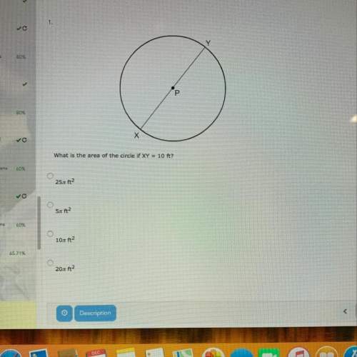 What is the area of the circle if xy = 10 ft?