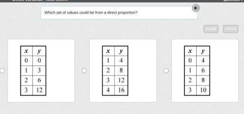 Which set of values could be from a direct proportion?