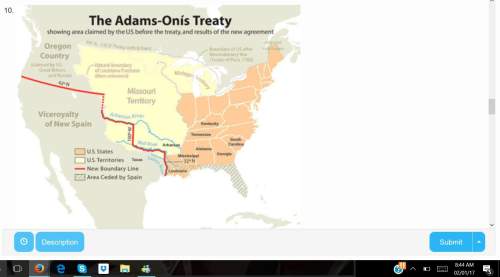 Look at the map above. based on your knowledge of the adams-onis treaty and the map key, spain ceded