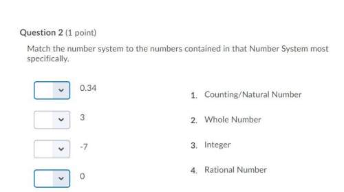 Match the number system to the numbers contained in that number system most specifically. question 2