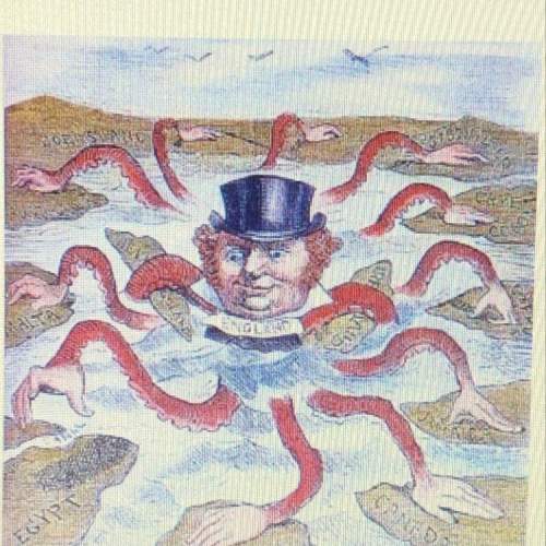 What is the artist communicating about the octopus in the cartoon?  england wanted to tr