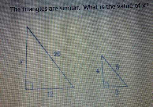 The triangles are similar. what is the value