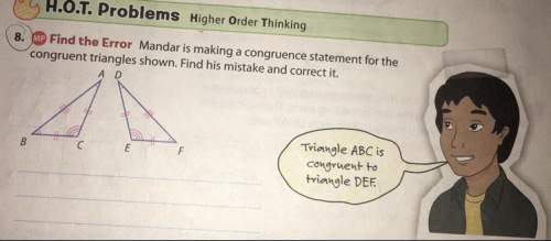 mandar is making a congruence statement for the congruent triangles shown. find his mistake a