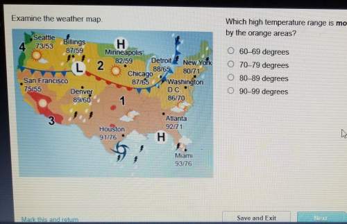 Examine the weather map.which high temperature range is most likely representedby