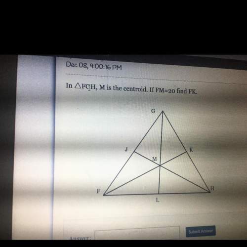 In triangle fgh, m is the centroid. if fm=20 find fk.