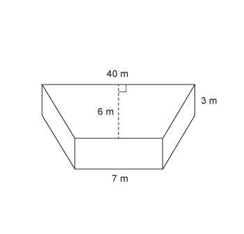 What is the volume of the trapezoidal right prism?  a. 846 m3 b. 720 m3 c. 4
