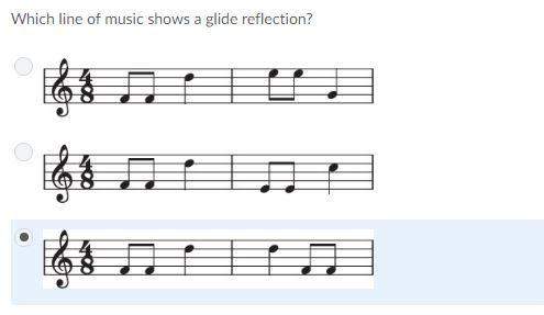 Which line of music shows a glide reflection choices are below