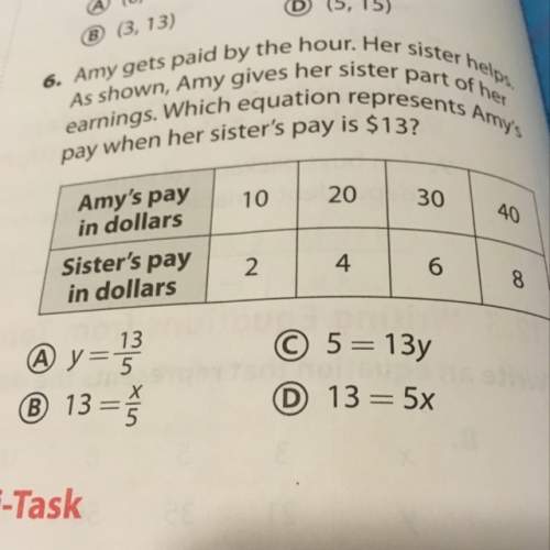 Amy gets paid by the hour. her sister . as shown, amy gives her sister part of her earnings. which e