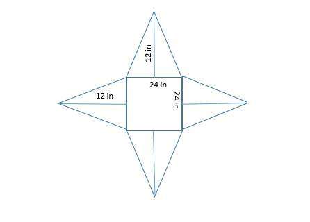 Use the net to find the surface area of the square pyramid. a) 942 in2  b) 1152 in