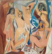 Examine the painting below by pablo picasso entitled les demoiselles d'avignon. after looking at the