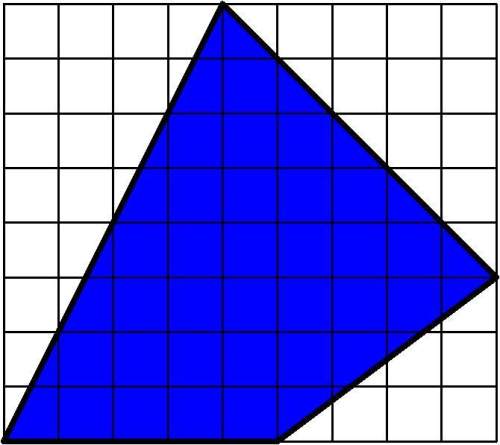 Each square in the grid below has area 1. find the area of the irregular quadrilateral below.&lt;