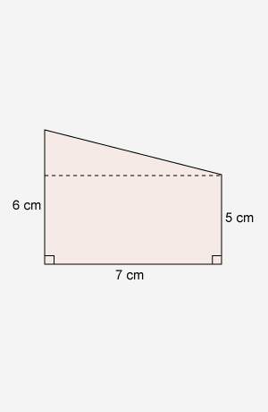 What is the area of this shape?  a.) 33.5 sq. cm b.) 38.5 sq. cm c.) 42 sq. cm