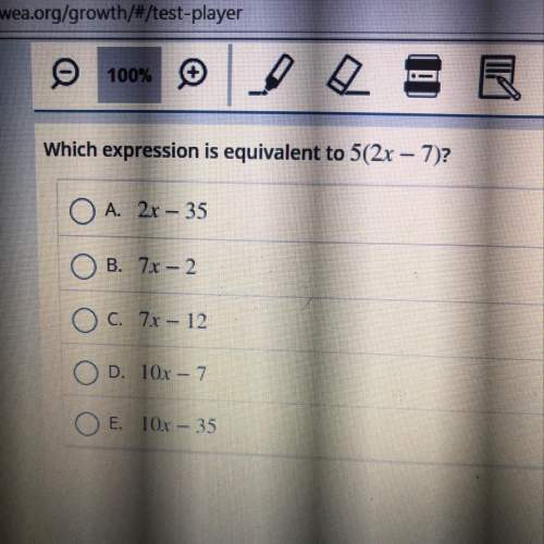 Which expression is equivalent to 5(2x-7)?