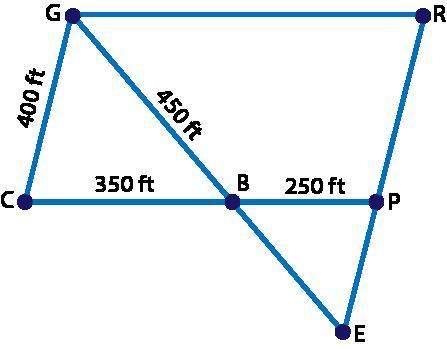 Geometry question 100 points part c: find the distance from b to e and from p to e. show your
