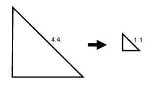 The first triangle is dilated to form the second triangle. select true or false for each