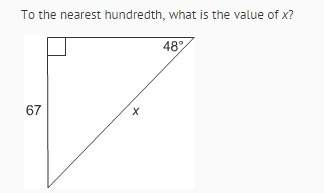 to the nearest hundredth, what is the value of x?  a)49.79 b)60.33 c)90.16&lt;