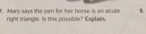 7. mary says the pen for her horse is an acute 8. right triangle is this possible explain