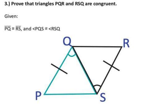 Asap prove that triangles pqr and rsq are congruent. given:  pq = rs, and