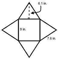 the net below can be folded to form a square pyramid. what is the sur