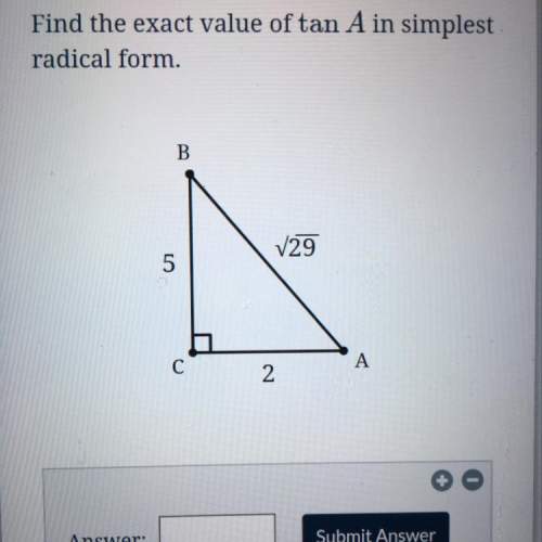 Find the exact value of tan a in simplest radical form. v29