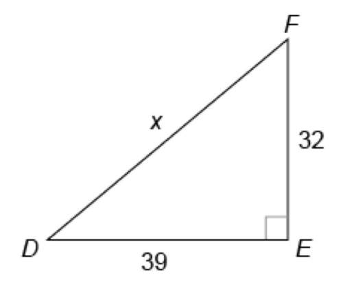 What is the length of the hypotenuse of right def shown