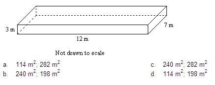 Use formulas to find the lateral area and surface area of the given prism. the base of the prism is