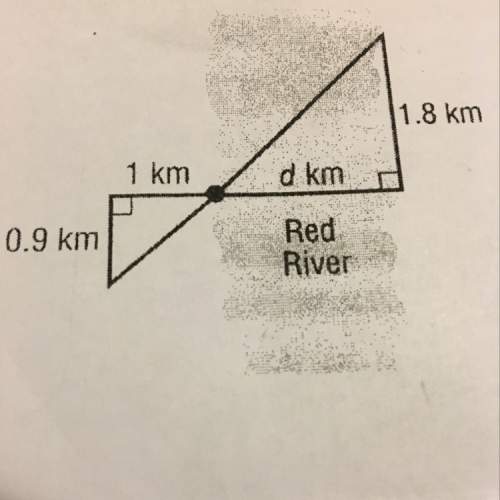 The 2 triangles shown in the figure are similar. find the distance "d" across the red river