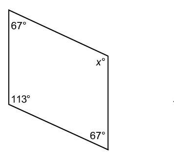 For what value of x is the following quadrilateral a parallelogram?  a. 67