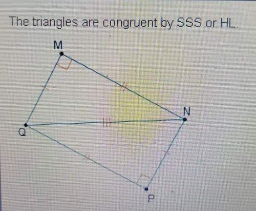 The triangles are congruent by sss or hl.which transformation(s) can map mnq onto pqn? &lt;